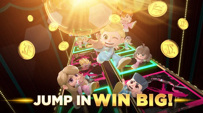 Vibrant slot machine reels spinning with winning symbols